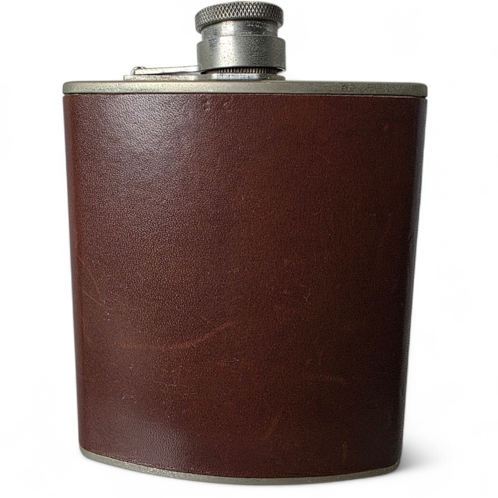 Vintage Saddler Leather Covered Hip Flask